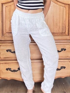 Made in Italy white linen pants size large